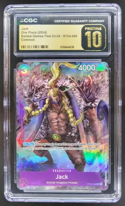 2024 ONE PIECE CCG JACK BANDAI GAMES FEST ST04-008 CGC 10 PRISTINE RC7 - Image 1