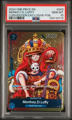 2024 ONE PIECE PROMOS CONVENTION EXCLUSIVE-FOIL #043 MONKEY D. LUFFY PSA 10 - Image 1
