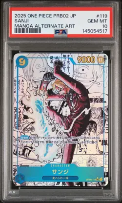 2025 ONE PIECE JAPANESE PRB02-PREMIUM MANGA ALTERNATE ART #119 SANJI PSA 10 - Image 1