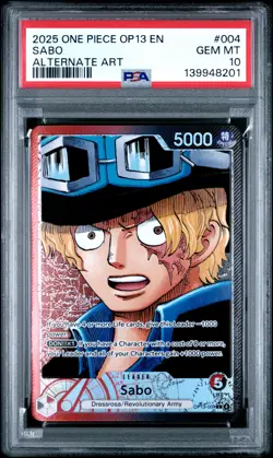 2025 ONE PIECE OP13-CARRYING ON HIS WILL ALTERNATE ART #004 SABO PSA 10 - Image 1
