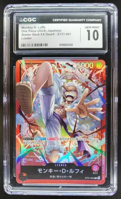 2024 ONE PIECE CCG JAPANESE MONKEY D. LUFFY LEADER ST21-001 CGC 10 RC7 - Image 1