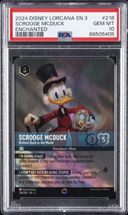 2024 DISNEY LORCANA ENCHANTED SCROOGE MCDUCK RICHEST DUCK IN THE WORLD PSA 10 - Image 1
