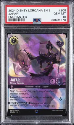 2024 DISNEY LORCANA EN 3-INTO THE INKLANDS ENCHANTED #208 JAFAR PSA 10 - Image 1