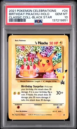 2021 POKEMON CELEBRATIONS CLASSIC COLLECTION #24 BIRTHDAY PIKACHU-HOLO PSA 10 - Image 1