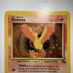 Pokemon TCG Moltres Fossil Holo Rare Unlimited Card 12/62 English 1999 - Image 5