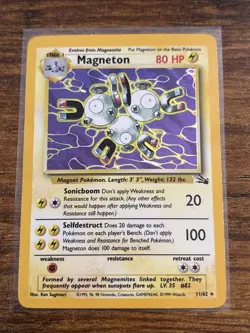 Pokemon TCG Magneton Fossil Holo Card 11/62 Unlimited Rare, Lightly Played - Image 1