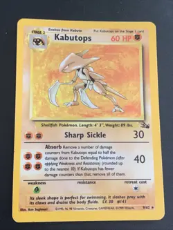 Pokemon Card TCG Kabutops Fossil Set Holo Rare 9/62 Unlimited Edition NM - Image 1