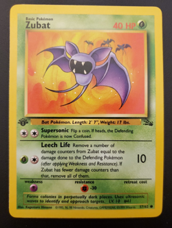 1st Edition Zubat 57/62 Fossil Set Vintage 1999 Pokemon Card WOTC - LP - Image 1