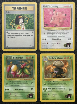Lot of 4 Erika Themed Cards - Vintage Pokemon TCG: Gym Heroes / Challenge - Image 1