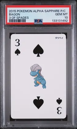 2015 POKEMON ALPHA SAPPHIRE PLAYING CARDS 3 OF SPADES BAGON PSA 10 - Image 1