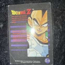 1999 FUNimation Dragon Ball Z G-7 vegeta Gold Foil Chase Trading Card JPP/AMADA - Image 2