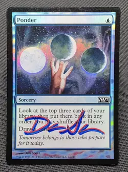 MTG FOIL Ponder- Signed -Magic 2012 Magic the Gathering Card # 073 - Image 1