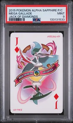 2015 POKEMON ALPHA SAPPHIRE PLAYING CARDS JACK OF DIAMONDS MEGA GALLADE PSA 9 - Image 1