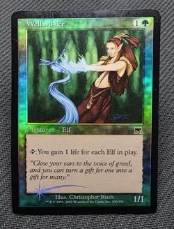 MTG FOIL Wellwisher- DAMAGED -Onslaught Magic the Gathering Card # 300 - Image 1