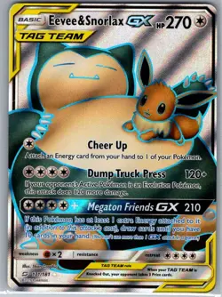 Eevee & Snorlax GX (Full Art) 171/181 SM - Team Up - Pokemon Card - NM - Image 1