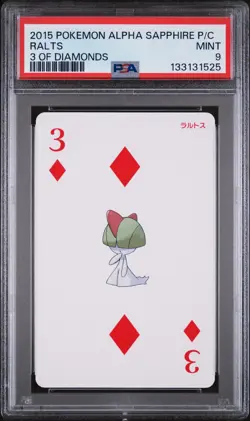 2015 POKEMON ALPHA SAPPHIRE PLAYING CARDS 3 OF DIAMONDS RALTS PSA 9 - Image 1