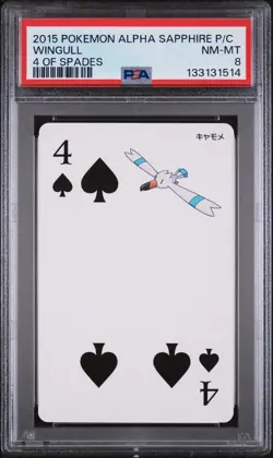 2015 POKEMON ALPHA SAPPHIRE PLAYING CARDS 4 OF SPADES WINGULL PSA 8 - Image 1