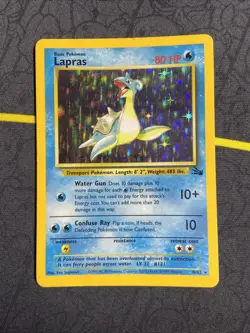 Pokemon TCG Lapras Fossil Holo Unlimited Rare Card 10/62 MP - Image 1