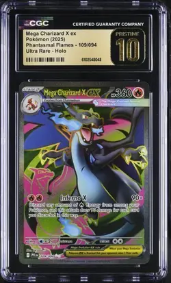 CGC Pristine 10 Mega Charizard X ex 109/094 Full Art Pokemon Phantasmal Flames - Image 1