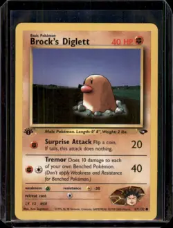 Brock's Diglett 67/132 1st Edition Pokemon Card Gym Challenge Common WOTC LP - Image 1