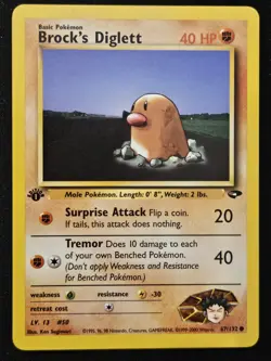 1st Edition Brock's Diglett 67/132 Gym Challenge Non Holo WoTC Pokemon NM/LP - Image 1