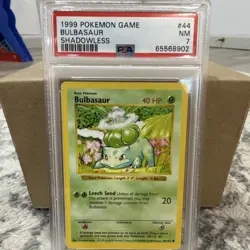 Pokemon 1999 Base Set Shadowless Bulbasaur PSA 7 #44/102 Regular English TCG - Image 1