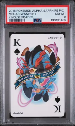 2015 POKEMON ALPHA SAPPHIRE PLAYING CARDS KING OF SPADES MEGA SWAMPERT PSA 8 - Image 1
