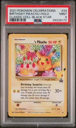 2021 POKEMON CELEBRATIONS CLASSIC COLL #24 BIRTHDAY PIKACHU-HOLO PSA 9 - Image 1