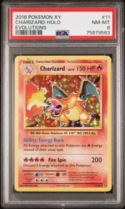 2016 Pokemon XY Evolutions Charizard Holo #11/108 PSA 8 - Image 1