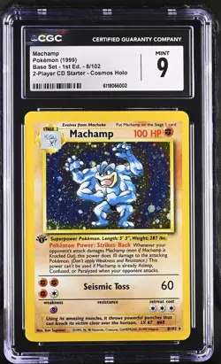 1999 POKEMON 1ST Edition COSMOS FOIL MACHAMP-HOLO CGC 9 - Image 1