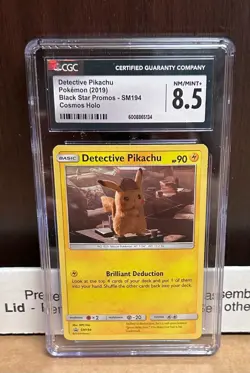Pokemon Card Detective Pikachu Holofoil SM194 Promo CGC NM/Mint 8.5 - Image 1