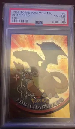1999 Topps Pokemon TV #6 Charizard Foil Black Logo PSA 8 📈 - Image 1