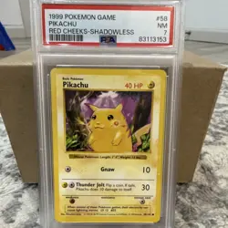 Pokemon 1999 Base Set Shadowless Pikachu Red Cheeks PSA 7 #58/102 English - Image 1