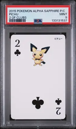 2015 POKEMON ALPHA SAPPHIRE PLAYING CARDS 2 OF CLUBS PICHU PSA 9 - Image 1