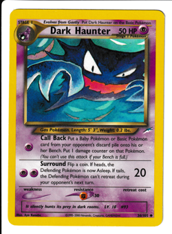 Dark Haunter 36/105 Non Holo Uncommon Neo Destiny Pokemon Card LP - Image 1
