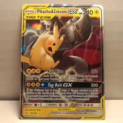 Pokemon Pikachu & Zekrom GX Sun & Moon Tag Team Card #33 - Image 1