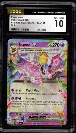 POKEMON PRISMATIC EVOLUTIONS ESPEON EX 034/131 HOLO CGC 10 GEM MINT - Image 1