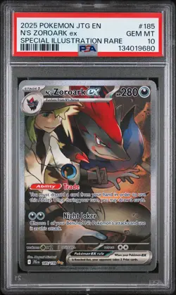 2025 POKEMON JTG SPECIAL ILLUSTRATION RARE #185 N'S ZOROARK EX PSA 10 - Image 1