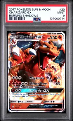 2017 POKEMON SUN & MOON BURNING SHADOWS #20 CHARIZARD GX PSA 9 - Image 1