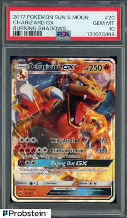 2017 Pokemon Sun & Moon Burning Shadows #20 Charizard Gx PSA 10 GEM MINT - Image 1