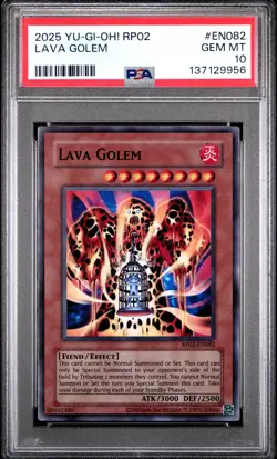 2025 YU-GI-OH! RP02-RETRO PACK 2 #EN082 LAVA GOLEM PSA 10 - Image 1