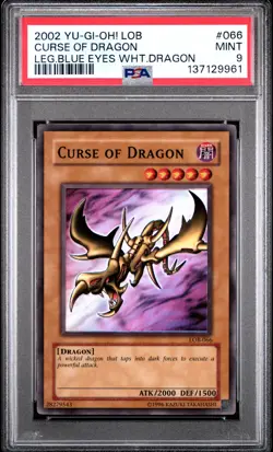 2002 YU-GI-OH! LOB-LEGEND OF BLUE EYES WHITE DRAGON #066 CURSE OF DRAGON PSA 9 - Image 1