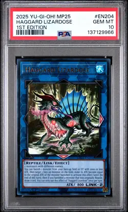 2025 YU-GI-OH! MP25-MEGA-PACK TIN 1ST ED #EN204 HAGGARD LIZARDOSE PSA 10 - Image 1