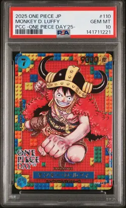 2025 ONE PIECE JPN PREM CARD COLL ONE PIECE DAY'25- #110 MONKEY D. LUFFY PSA 10 - Image 1