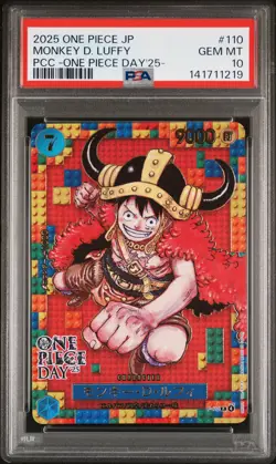2025 ONE PIECE JPN PREM CARD COLL ONE PIECE DAY'25 #110 MONKEY D. LUFFY PSA 10 - Image 1