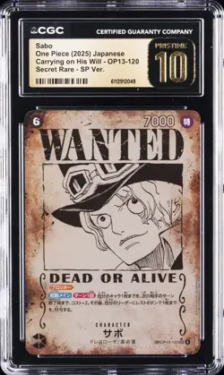 2025 ONE PIECE CARRYING ON HIS WILL JPN #OP13-120 SABO CGC 10 PRISTINE - Image 1