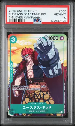 2023 ONE PIECE JPN PROMOS 7-ELEVEN CAMPAIGN #003 EUSTASS "CAPTAIN" KID PSA 10 - Image 1