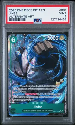 2025 ONE PIECE OP11-A FIST OF DIVINE SPEED ALTERNATE ART #031 JINBE PSA 9 - Image 1