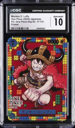 2025 ONE PIECE JPN PC: ONE PIECE DAY '25 PROMO MONKEY D LUFFY CGC 10 GEM MINT - Image 1