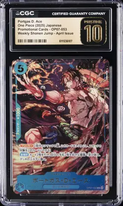 2025 ONE PIECE JPN SHONEN JUMP #OP07-053 PORTGAS D. ACE CGC 10 PRISTINE - Image 1